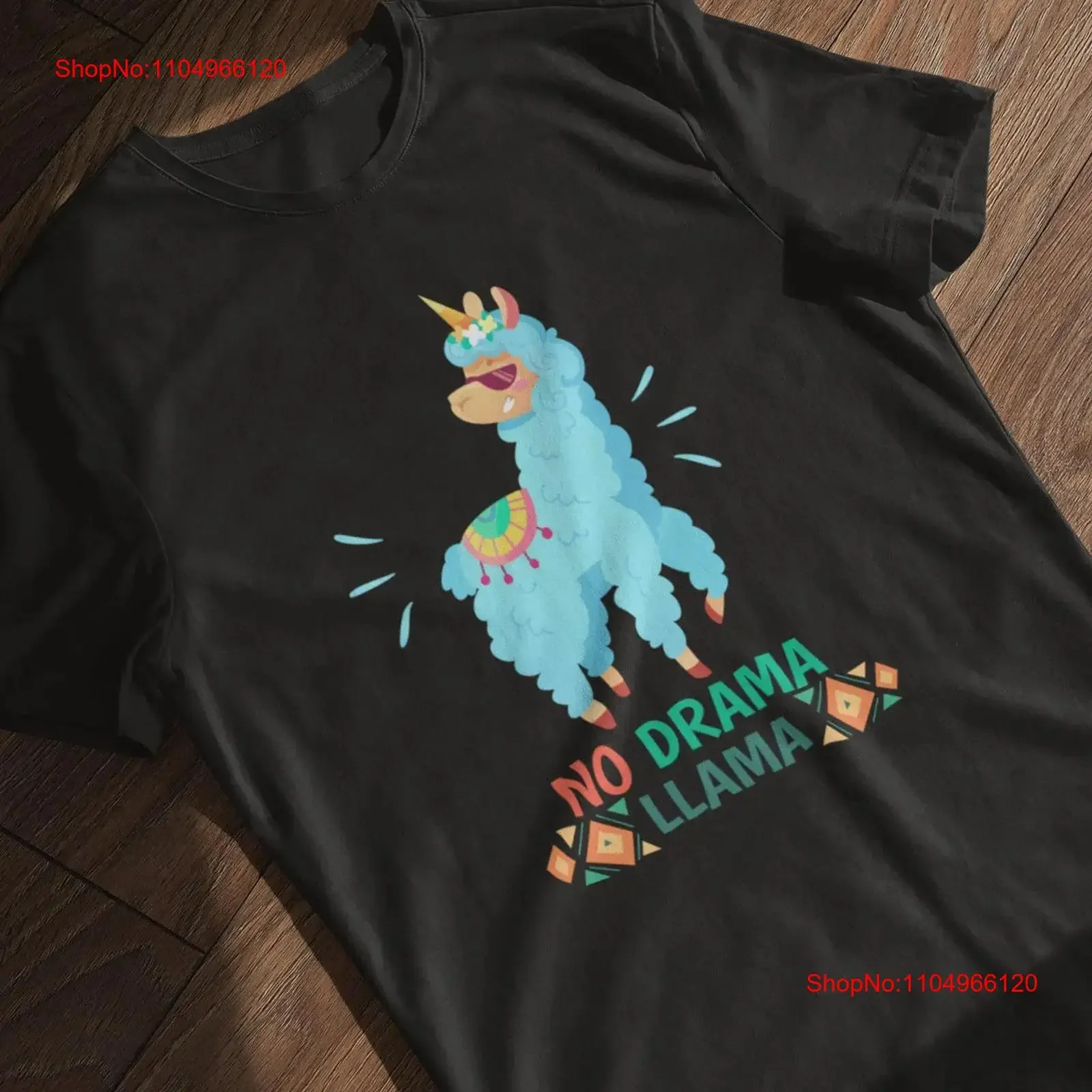 

NO DRAMA LLAMA T Shirt Funny Fun Mama Lover Cool vintage Washed Unisex Breathable graphic homme Top For Everyday Wear Stretched
