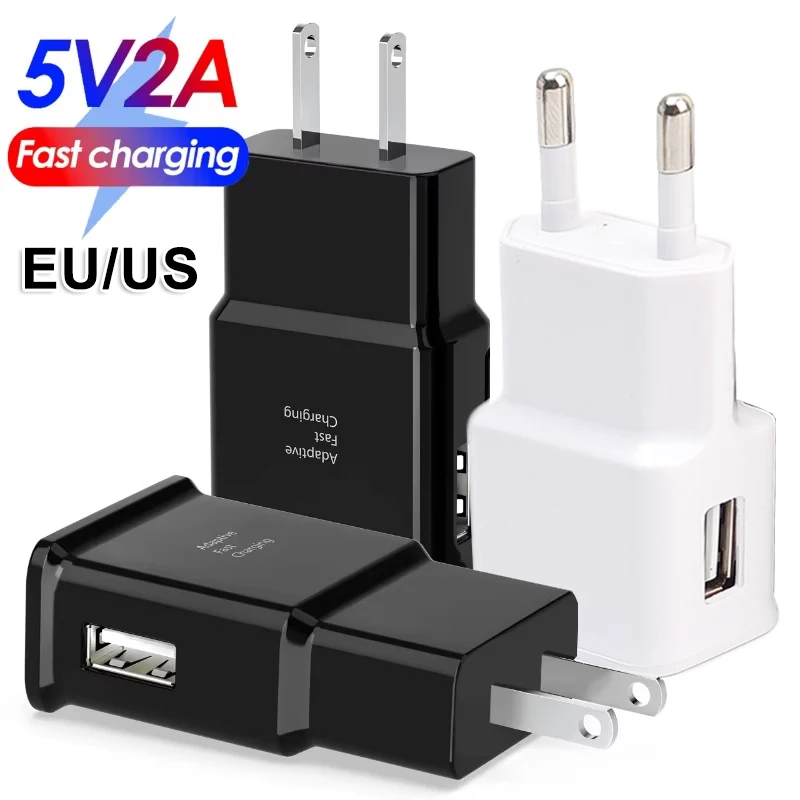 5V 2A USB Wall Charger Quick Charging Mobile Phone High-speed Wall Charger Adapter for Samsung Note20 9 8 S20 10 S9 8 EU/US Plug