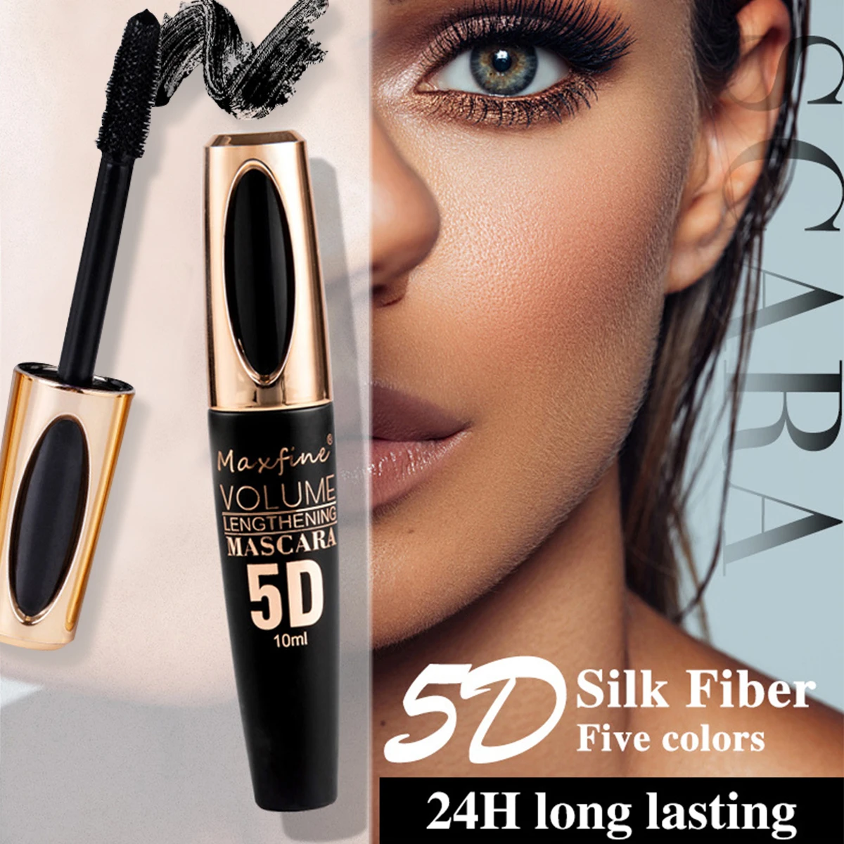 Mascara 5 colori, mascara colorato impermeabile volumizzante a lunga durata allungamento arricciatura, crea un trucco occhi affascinante 5D