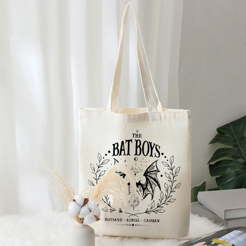 The Bat Boys Vintage Acotar Bookish Pattern Tote Bag for Women Summer Travel Handbag Girls Back to School Gifts Ladys Handbags