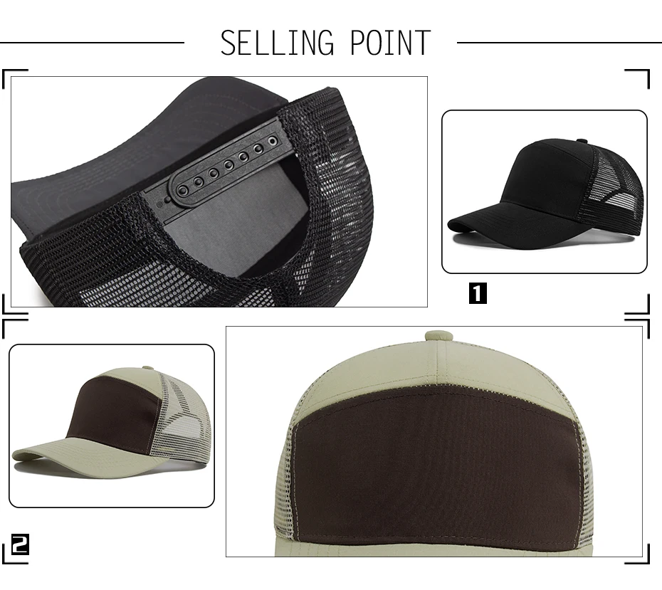 Sommer 7-Panel-Baseballmütze, modische Hip-Hop-Mesh-Kappen, Herren, Trucker-Mütze, Visier, Hardtop, Snapback, Damen, Unisex, coole neue Marke – Detail 2
