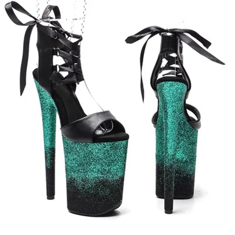 

LAIJIANJINXIA New 20CM/8Inch PU Upper Sexy Exotic Women/Girl Sandals Platform Fashion High Heels Pole Dancing Shoes 019