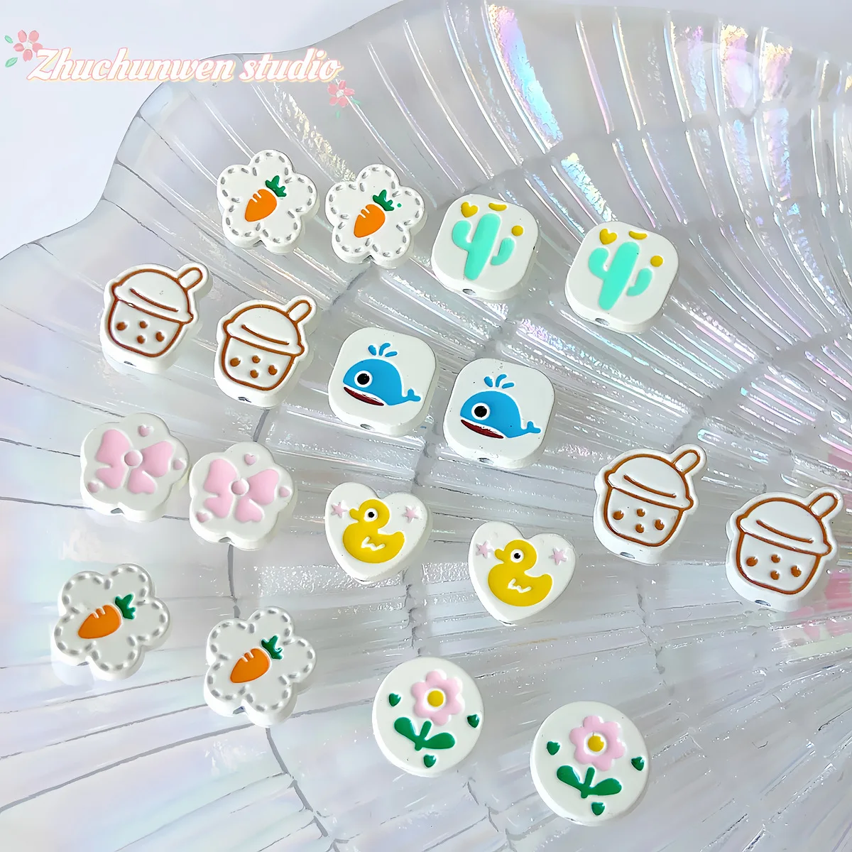 Alloy Beads for Mobile Phone, Bow, Duck, Cherry Blossom, Milk Tea Cup, Handmade DIY, Hanging Chain Bag, Loose Beads