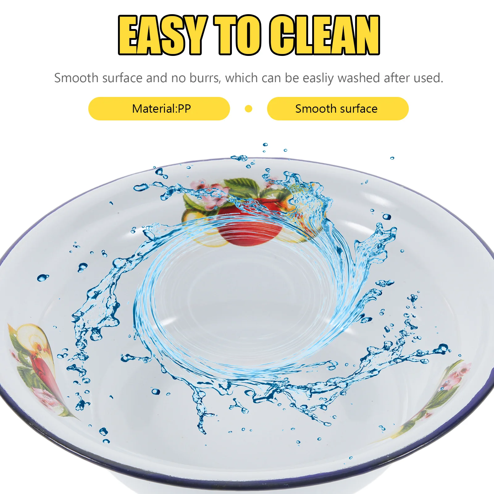 

2Pcs Retro Thickened Enamel Basin Large Capacity Soup Vegetable Basin Kitchen Supplies Anti-Stain Household Enamelware