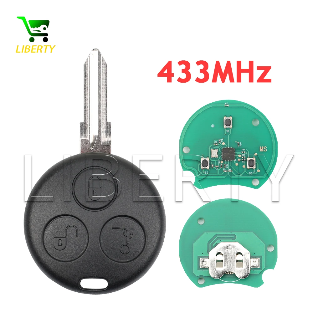 

Liberty For Mercedes Benz Smart Fortwo ForFour 450 Passion Roadster City Crossblade Cabrio Coupe Locksmith 433MHz Remote Car Key