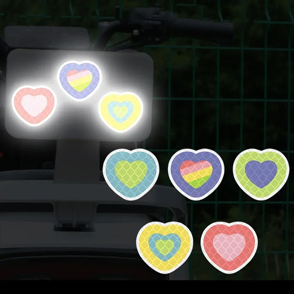 5Pcs/Set Motorcycle Helmet Waterproof Decal Hearts Butterfly Stars Night Warning Sign Reflective Sticker Helmet Accessories