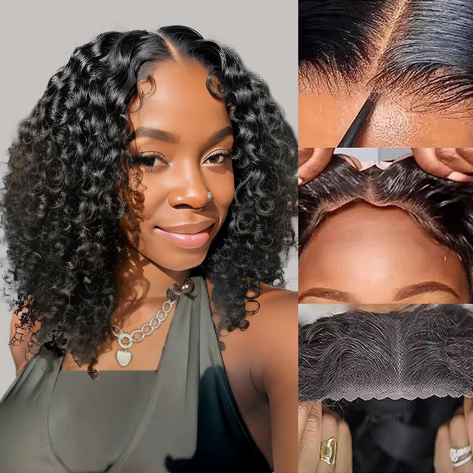 

Bob Wig Human Hair Wear And Go Glueless Short Curly Deep Wave Frontal Wigs Pre Pluck 5X5 Hd Lace Front Human Hair Wigs For Women