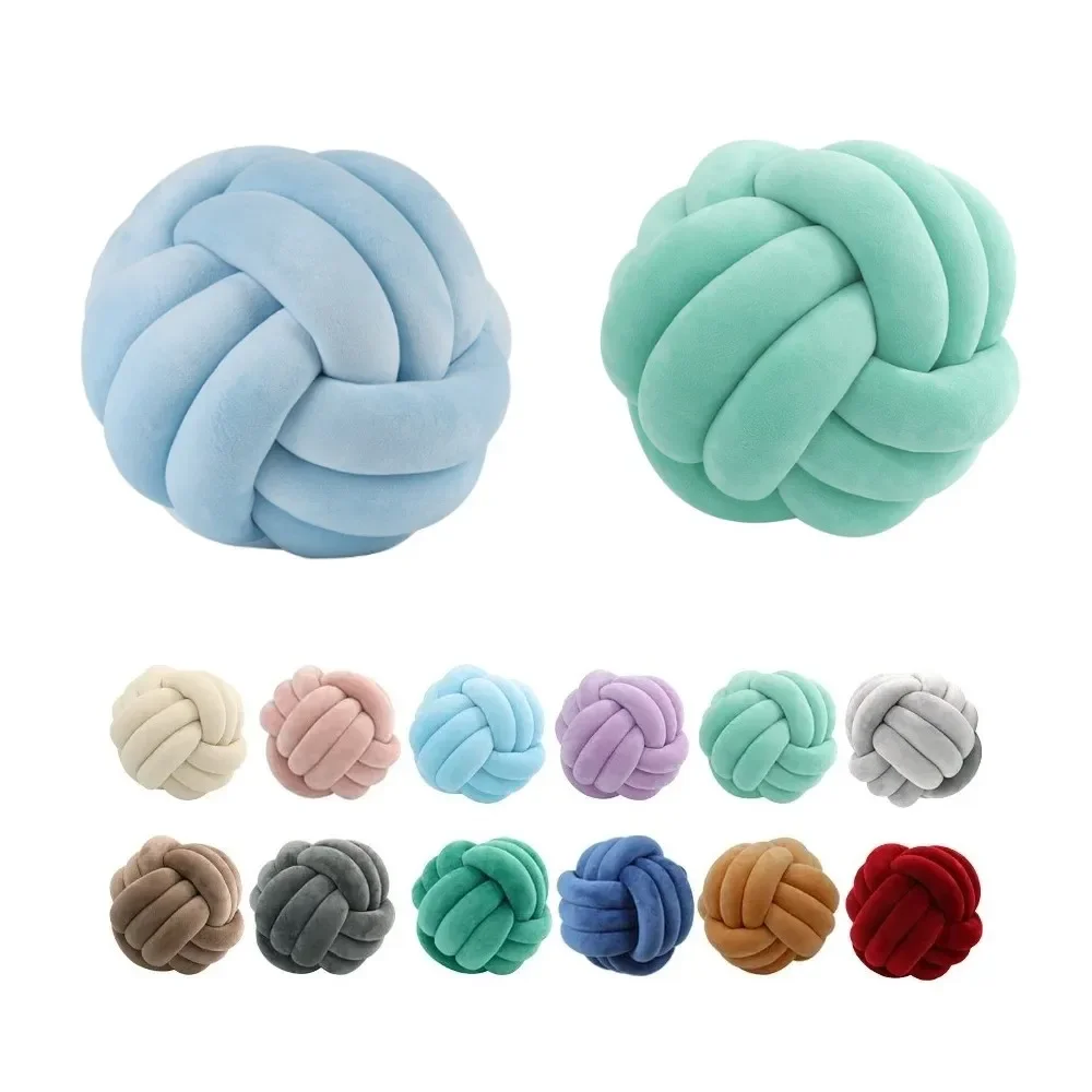 Decorative Throw Knot Pillow Ball for Home Chair Sofa Bed Aesthetic Handmade Round Velvet Knotted Pillow Cushion Wedding Gift