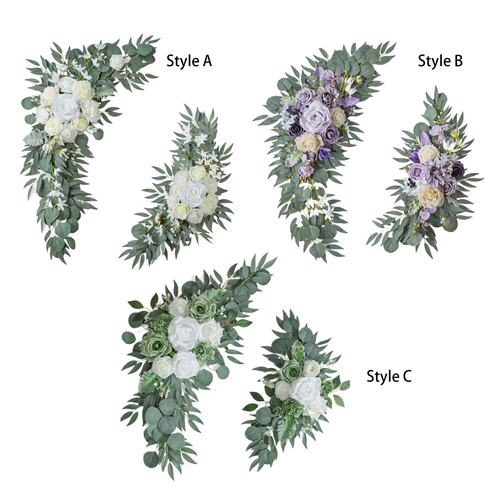 

2 комплекта искусственных цветов для свадебной арки, декоративные цветочные гирлянды в деревенском стиле, табличка «Добро пожаловать» для церемонии и входной двери