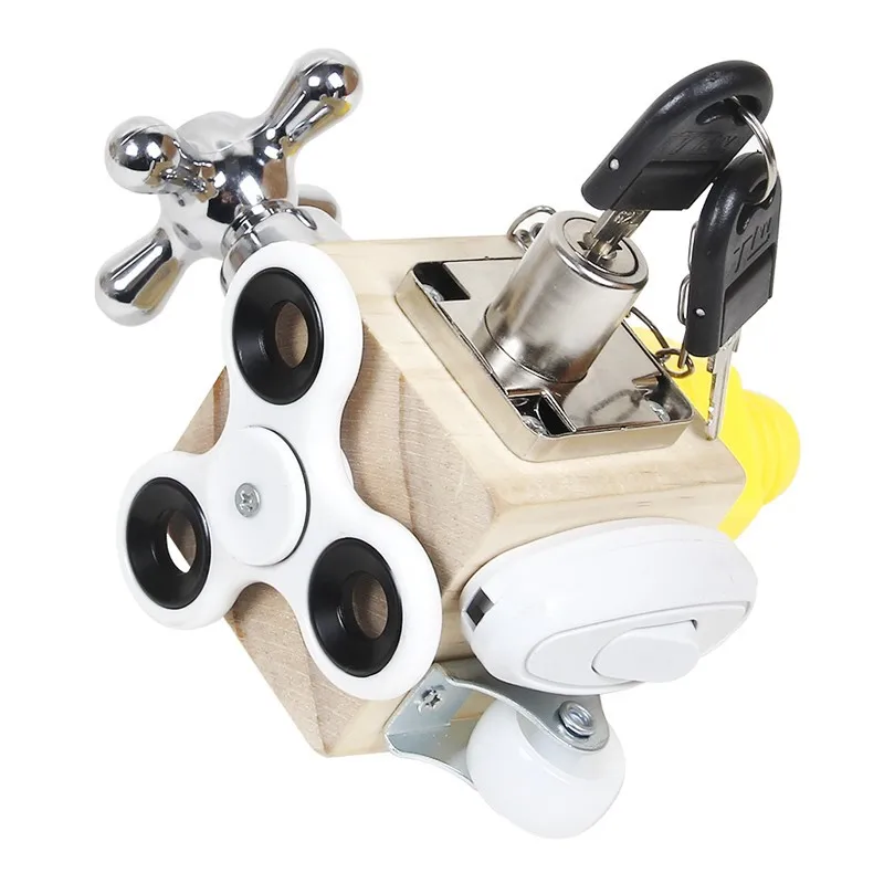 Montessori brinquedos bebê ocupado placa quebra-cabeça brinquedo de desbloqueio iluminação manhã ajuda de ensino montessori bloco ocupado por 36 meses