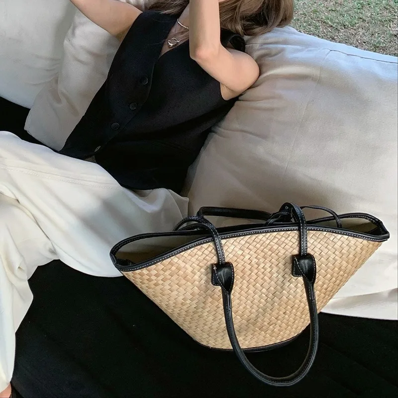 

Модная соломенная сумка в форме полумесяца, женская повседневная сумка, сумки для отдыха, дизайнерская сумка-тоут