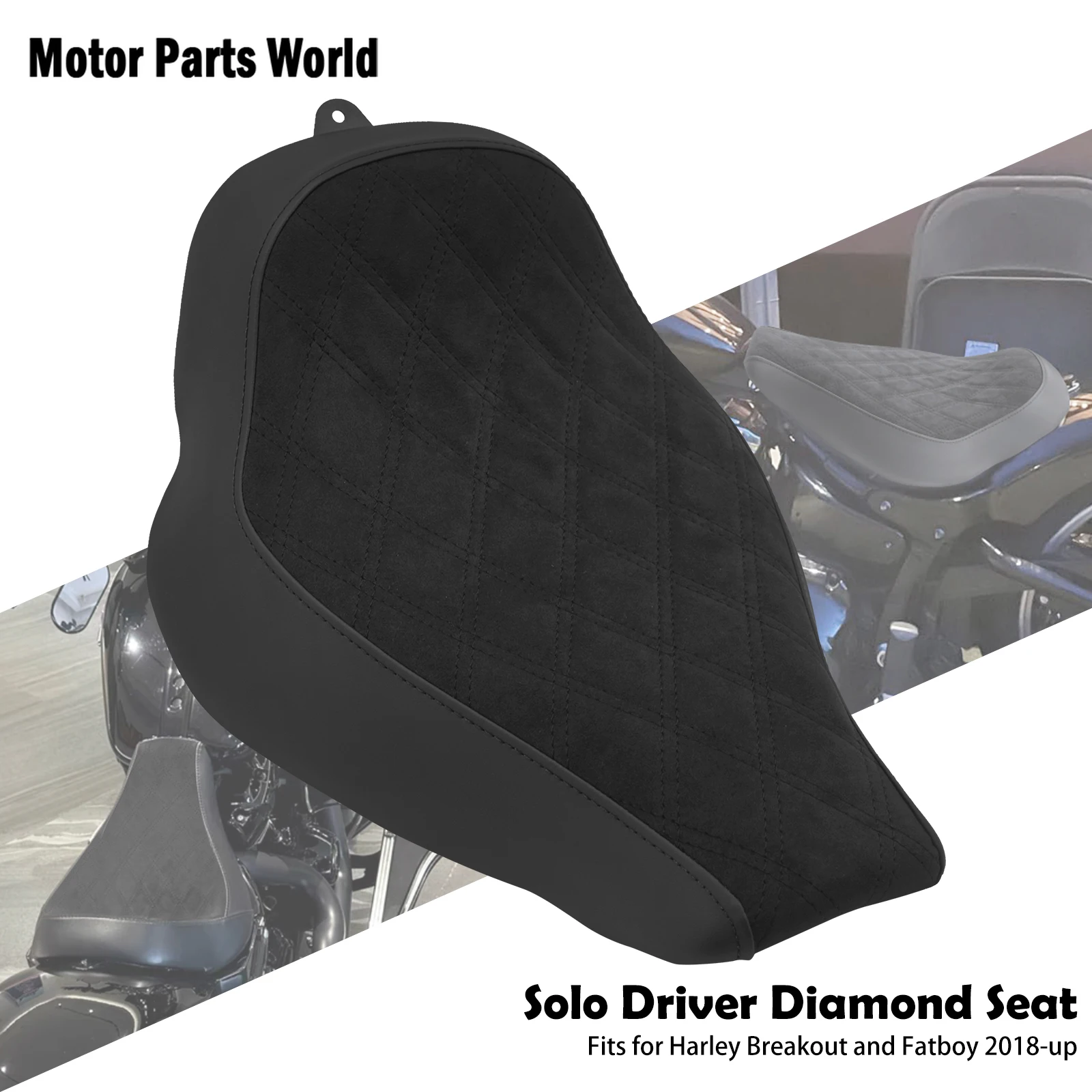 

Black Solo Driver Diamond Seat Motorcycle Front Profile Cushion For Harley Softail Fatboy Breakout FXBRS FXBR FLSTF 2018-2025
