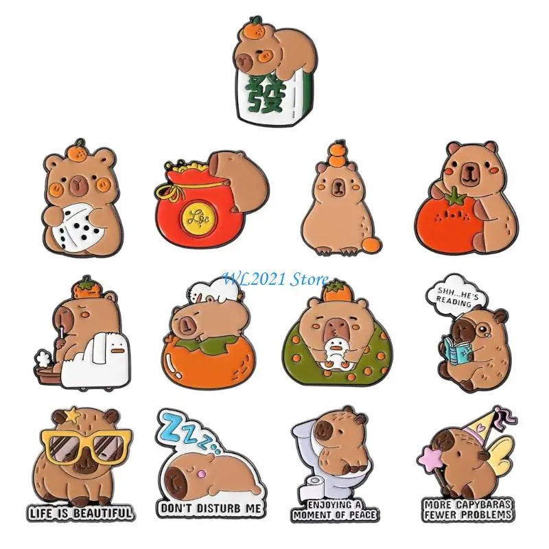 

G5GC Capybaras Design Alloy Brooches for Gift Giving Fashion Decoration Anime Pins Creative Backpack Charm Gifts