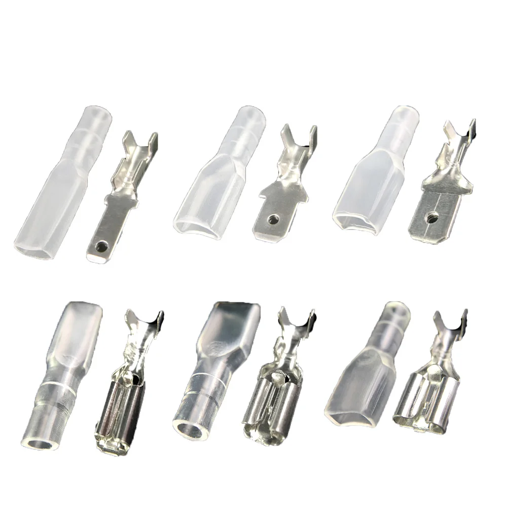 2.8/4.8/6.8mm Male Female Spade Crimp Terminals Electrical Insulating Sleeve Wire Connector for 22-16 AWG 0.3mm2-1.5mm2