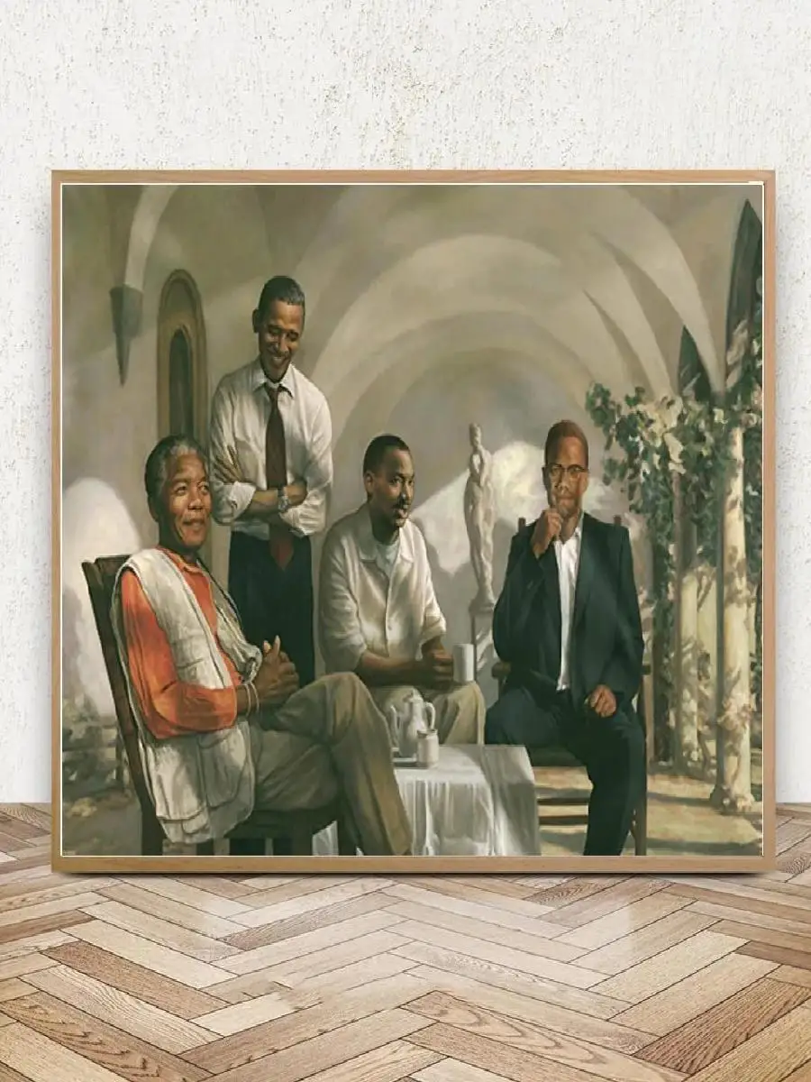 ملهمة القادة قماش جدار الفن MLK أوباما مانديلا مالكولم X GiftReady النفط اللوحة المشارك يطبع لغرفة المعيشة ديكور