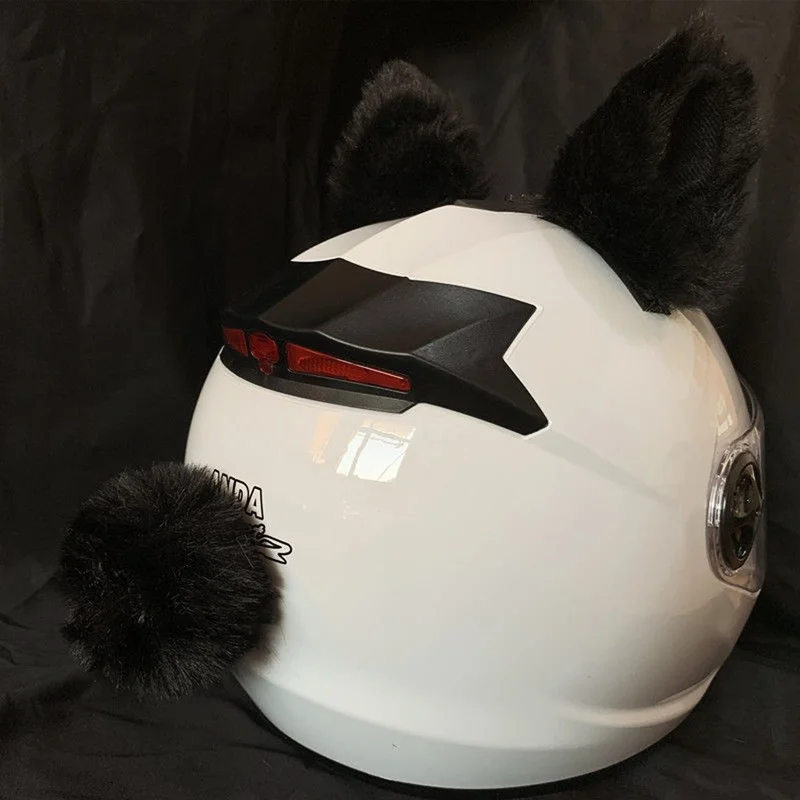 Criativo bonito capacete da motocicleta de pelúcia orelhas gato 1 par motocross capacete decorar acessórios adesivo cosplayer estilo como presente