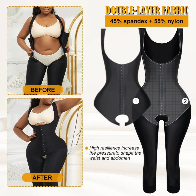 Women's Body Shaper Bodysuit Slimming Waist Lifter Post Operative Liposuction Compression Shapewear Butt Fajas