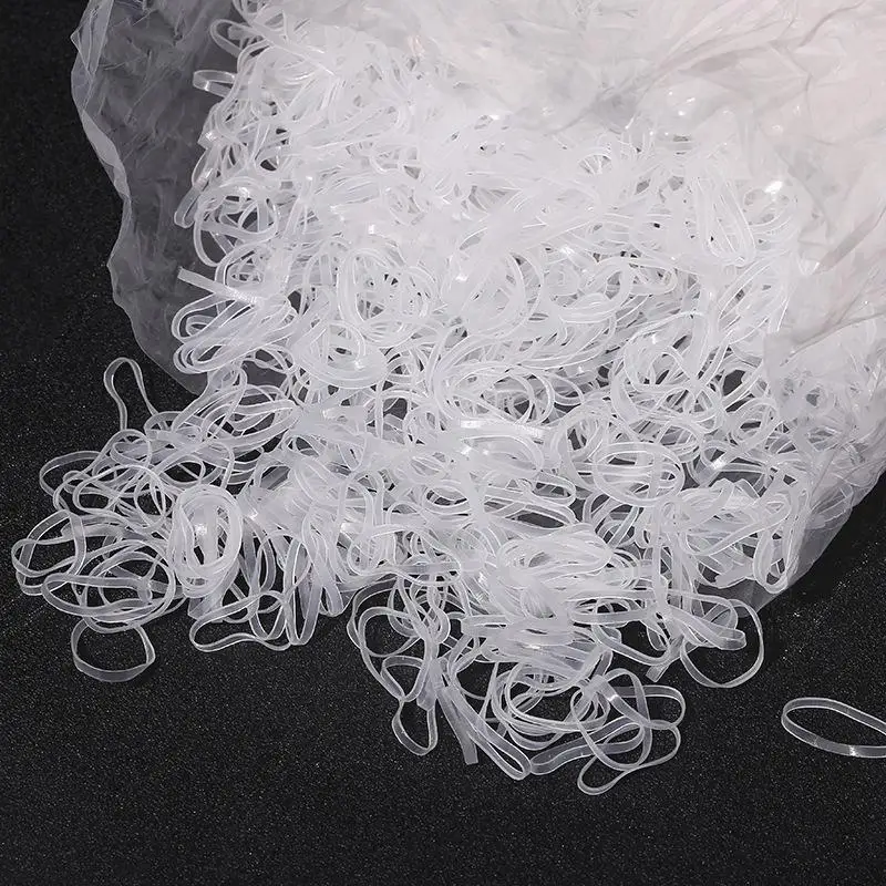 500/800/1000/2500Pcs Przezroczysta elastyczna gumka do włosów dla kobiet Kid Girls Tie Braids Hair Ring Rope Headband Bind Tool