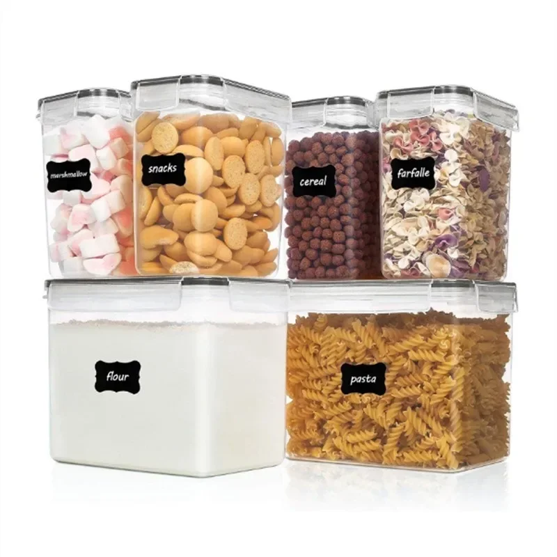 Kitchen 7pcs Food Containers Set BPA Free Plastic Airtight Storage Box with 10stickers and Pen Food Storage Containers