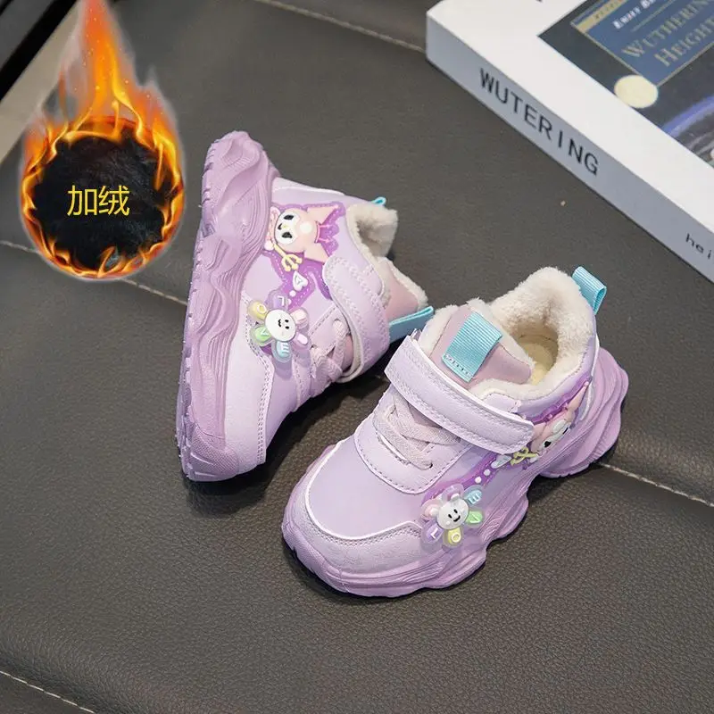 سانريو كورومي الخريف الشتاء أحذية رياضية الأطفال أحذية رياضية جديدة الأميرة حذاء كاجوال فتاة احذية الجري بالإضافة إلى الأحذية القطنية المخملية #5