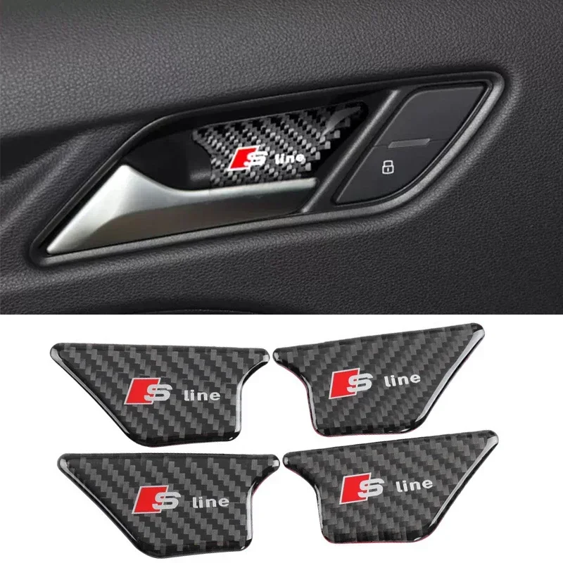 

For Audi A3 8V 2014-2019 Car Interior Accessories Car Inner Door Handle Bowl Cover Trim Stickers Carbon Fiber Modified Decor