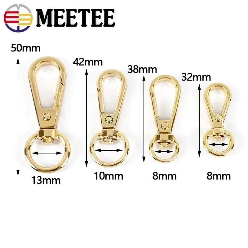 10Pcs 8-13mm Metal Bag Buckle for Strap Handbag Swivel Lobster Clasps Dog Collar Keychain Trigger Clip Snap Hook DIY Accessories