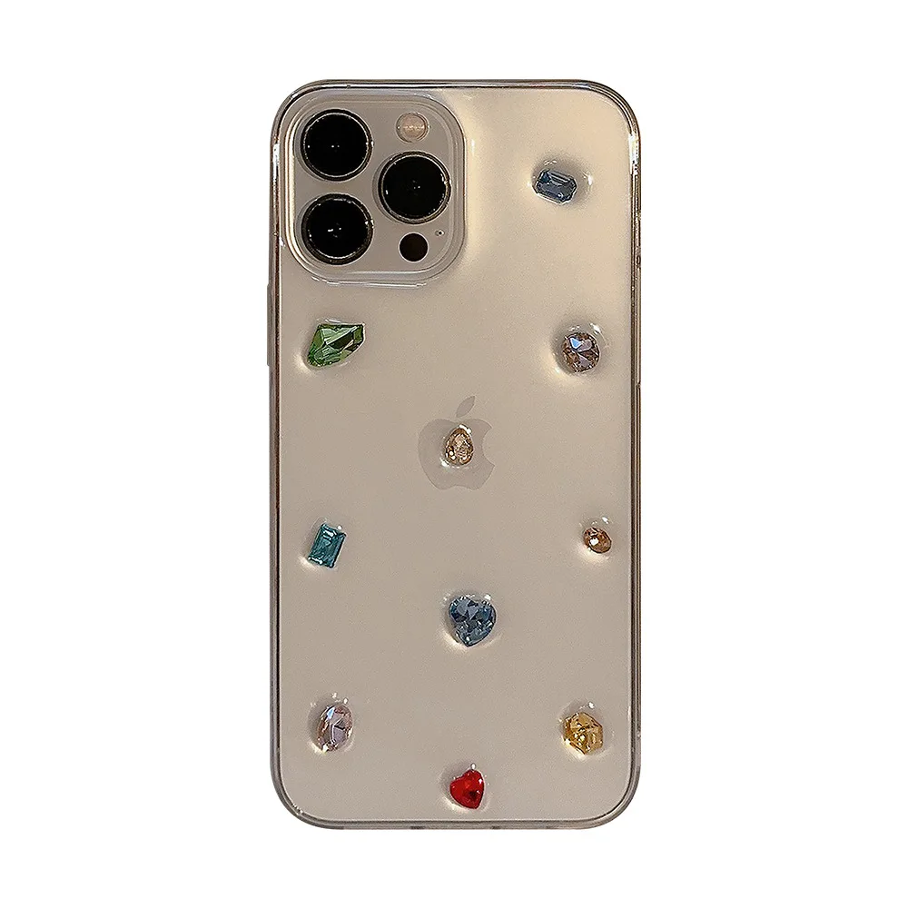 Ins diy crystal bead cartoon silicone shockproof phone case for iphone 13 mini x xr xsmax 7 8 plus 11 12 14 pro max back cover