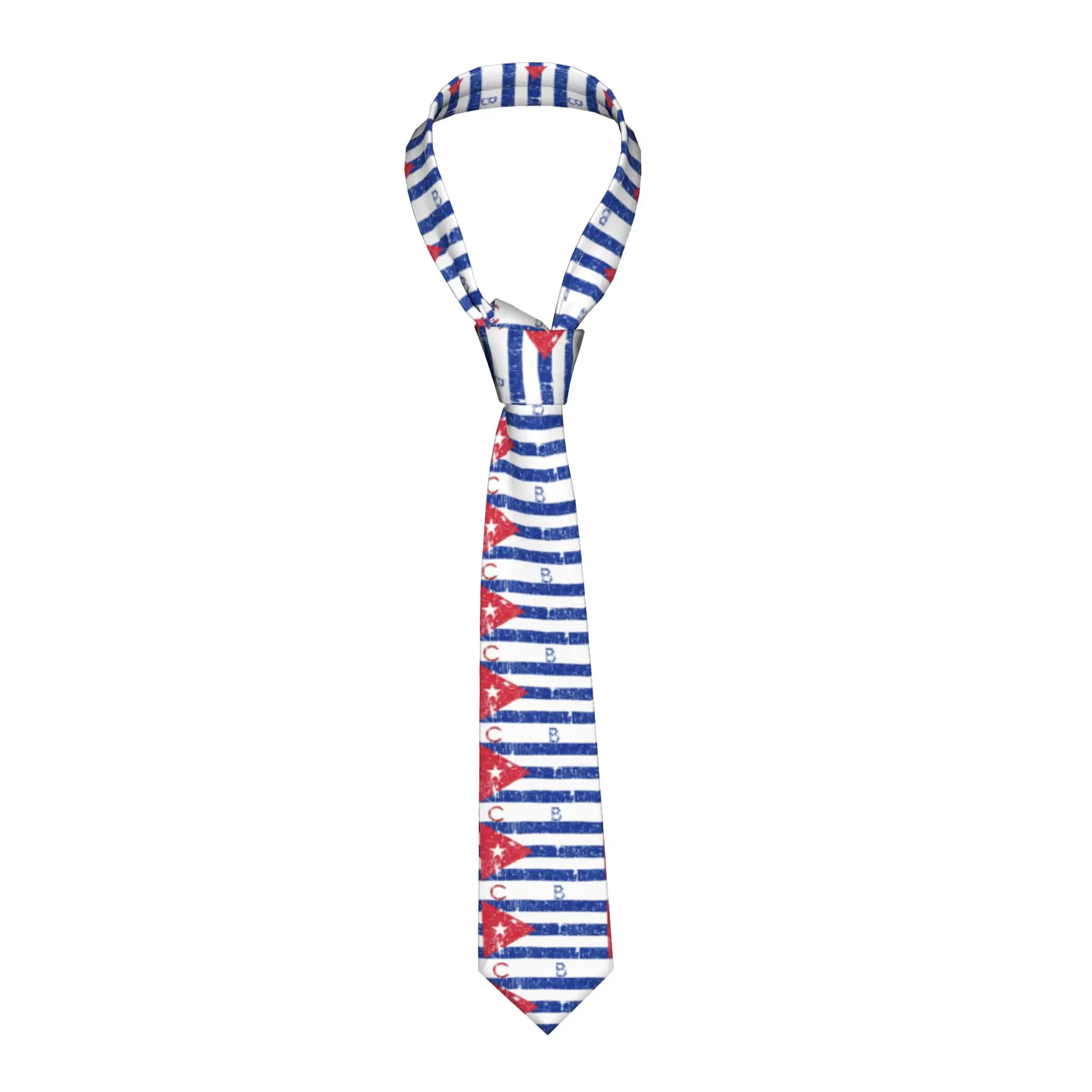 Flag of Cuba Old Printing Style Tie Wedding Neck Ties Casual Neck Tie For Men Custom DIY Collar Tie Necktie Birthday Gift