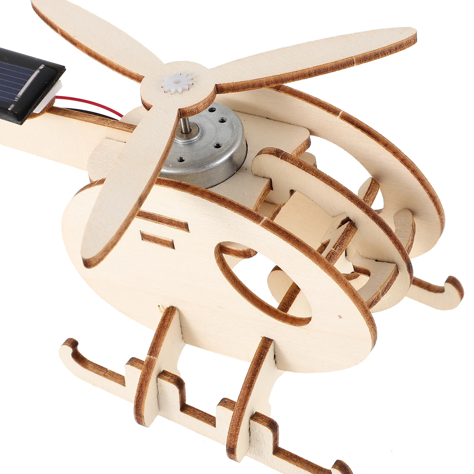 Zonne-helikopter Speelgoed Kids Science Kit Techniek Kits Natuurkunde Bureau Vliegtuig DIY Houten Model Monteer Zonne-energie Efficiënt
