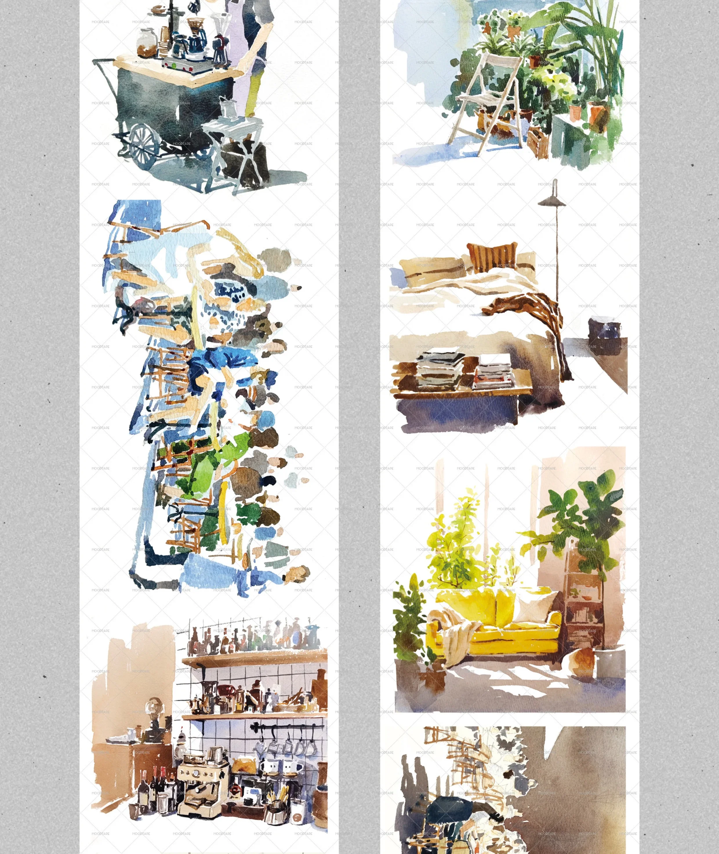 landscape Street View Oil Painting Style, and Paper Stationery Washi Tape Journal