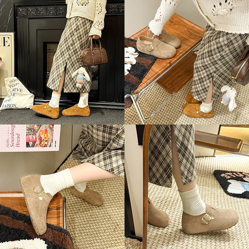 

Women's retro buckle flat shoes 2025 New Autumn Korean Style Loafers Thick Sole Shoes Moccasins