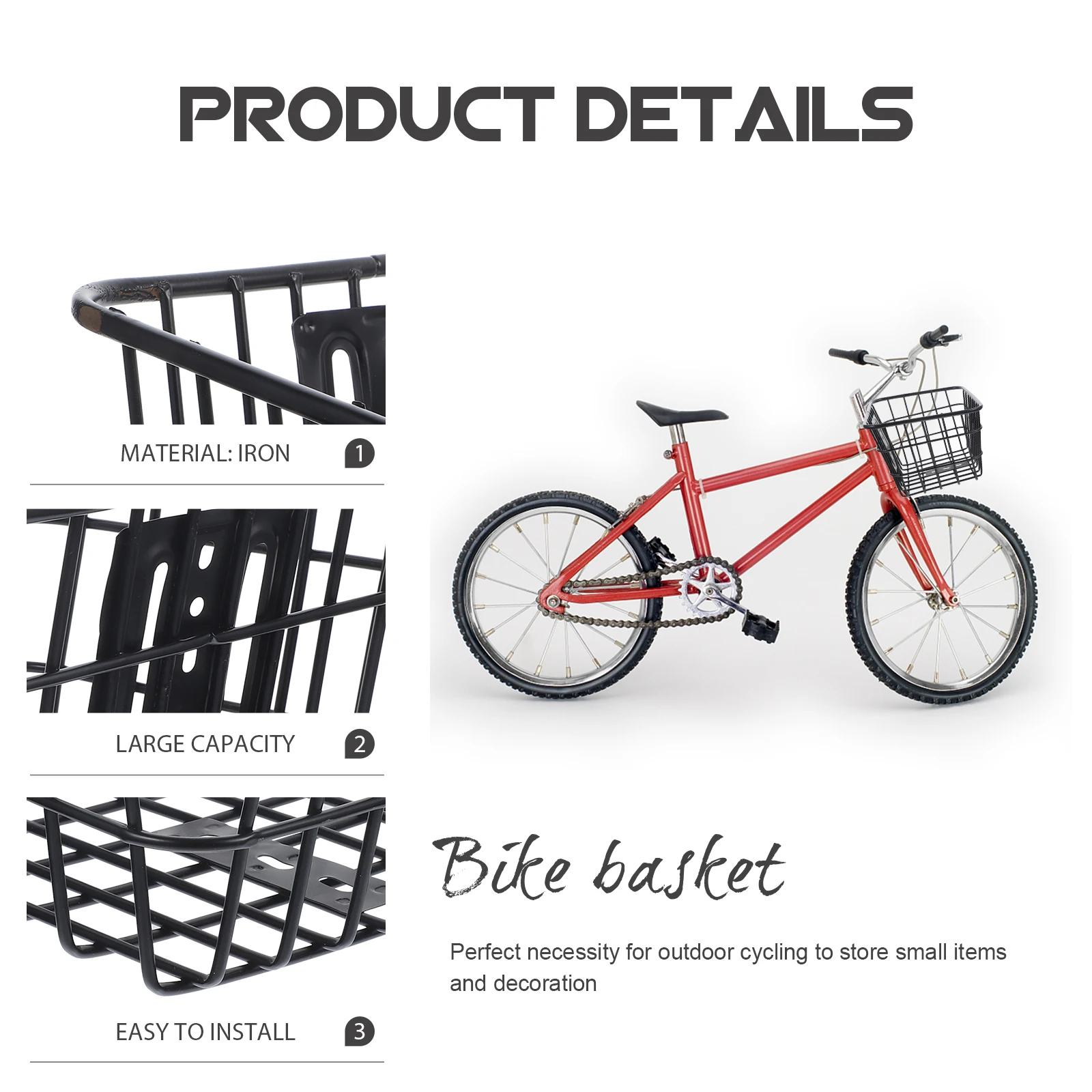 

Basket Bike Frame Hanging Metal Bicycle Small Back Handlebar Storage Man