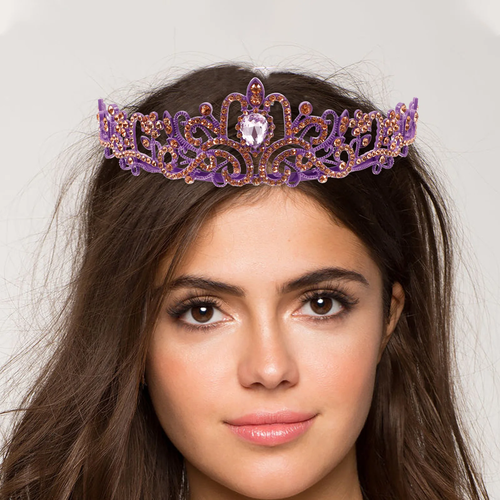 

Exquisite Rhinestone Crown Bridal Tiara Wedding Birthday Party Durable Zinc Alloy Modern Design Tiaras for Brides