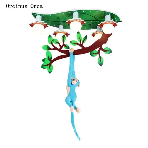 Cartoon Forest Monkey ceiling lamp Boys Girls Bedroom Children's room lamp Creative Colored Animal ceiling lamp