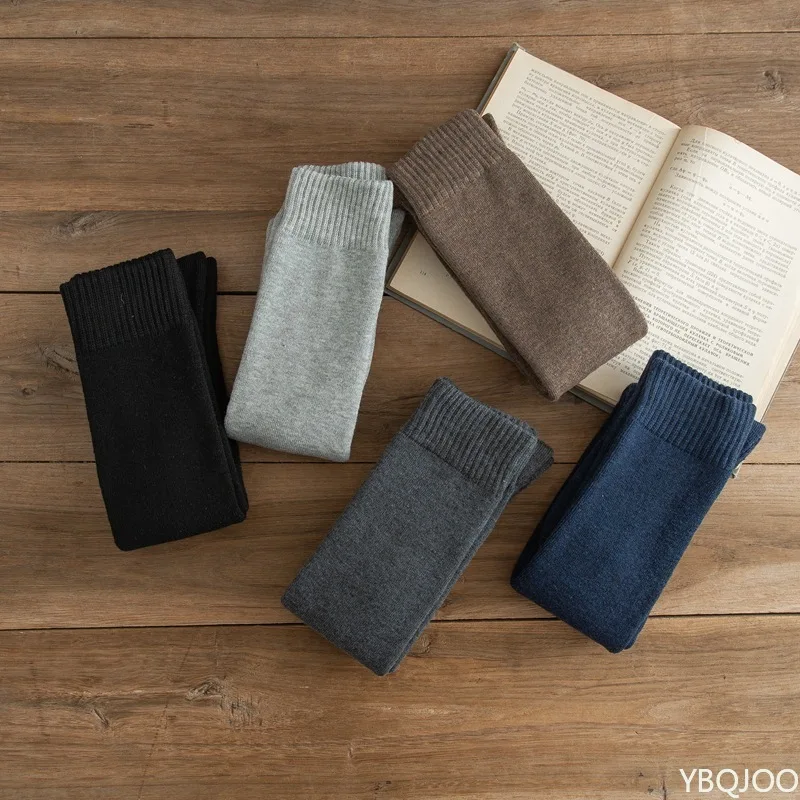5 أزواج من الجوارب الرجالية السميكة متعددة الاستخدامات للخريف والشتاء، جوارب قطنية دافئة عالية، جوارب طويلة مريحة للرجال