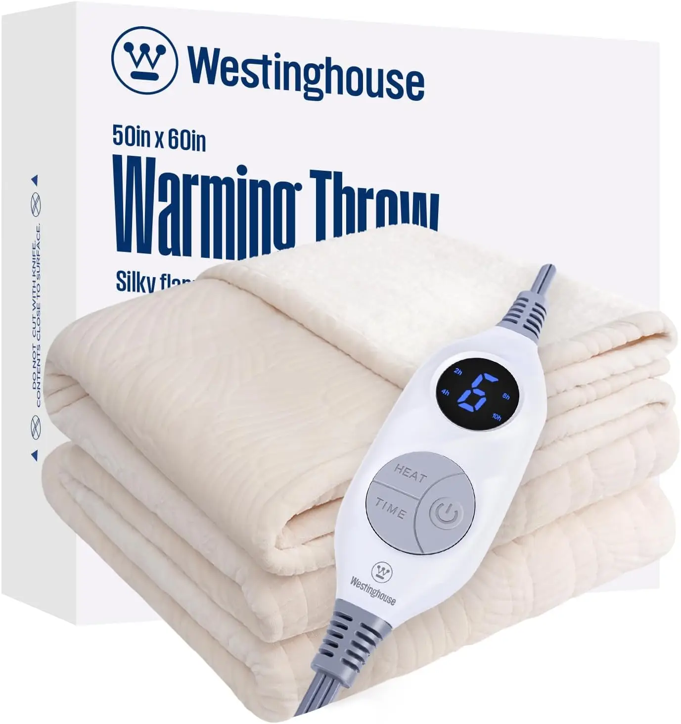 

Electric Heated Throw Blanket, 6 Heat Levels & Auto-Off, Flannel Sherpa, Fast Heating, ETL Certified, 50x60 Inch