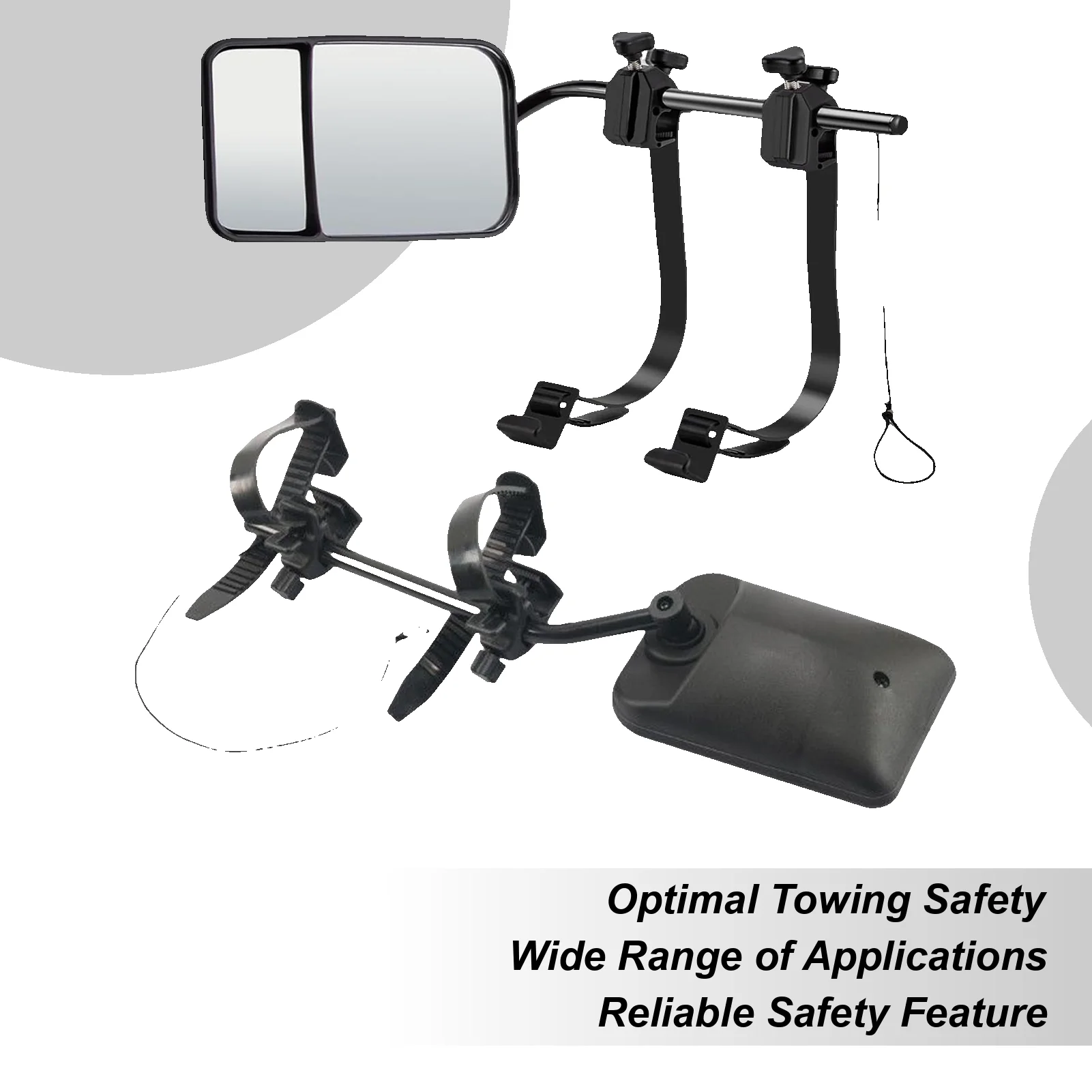 

Tow Mirror Extensions 2 Pieces Clamp-On Mirror For Towing Rotatable Rearview Lens Extension For Auto RV Boat SUV Van Pickup