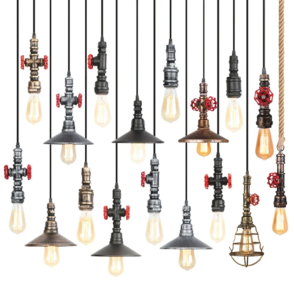 

Industrial Retro Loft Pendant Light Vintage Water Pipe Ceiling Lamp Home Indoor Lighting Bar Restaurant Kitchen Decor