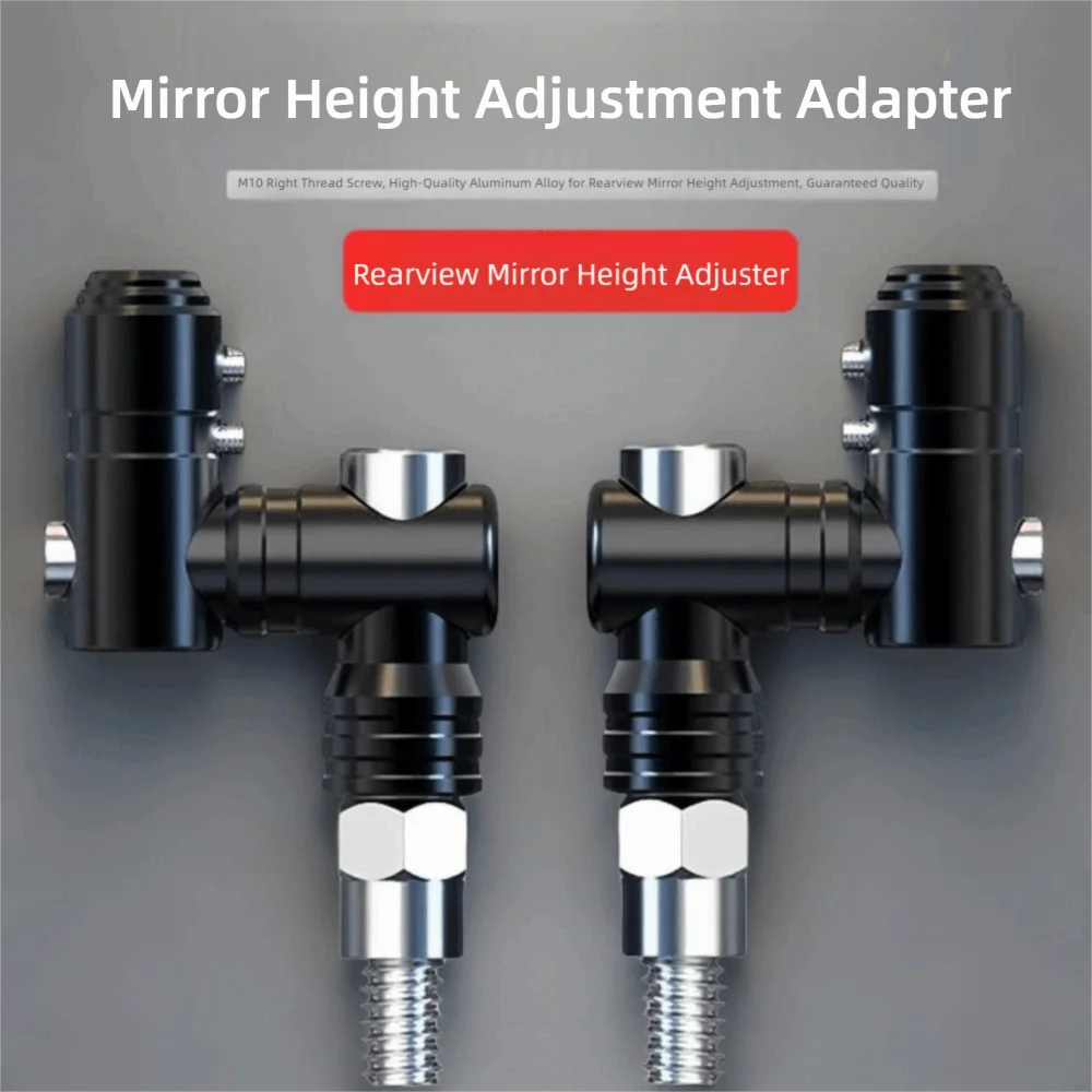 2Pcs 360 Degree Rotation Motorcycle Mirror Mount Aluminum Alloy Adjustable Handlebar Mirror Adapter Easy Installation