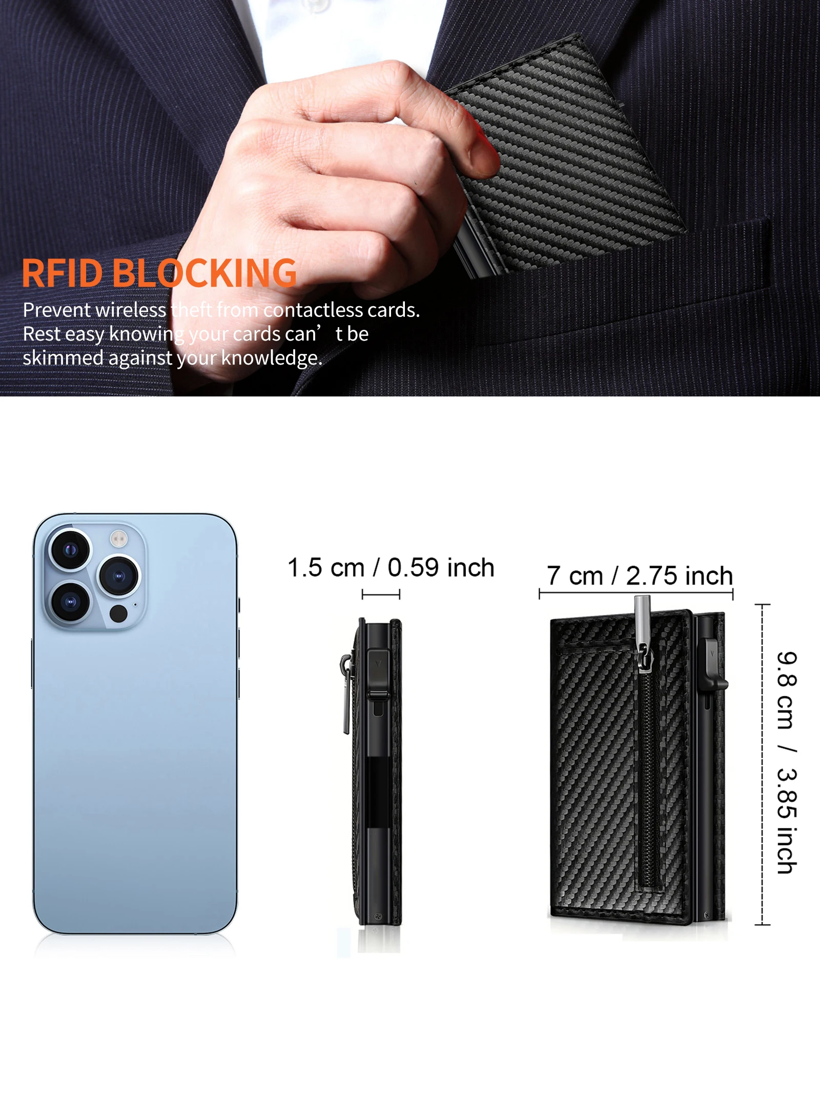 Slim RFID Blocking Pocket Wallet Minimalist Pop-up Card Holder With Magnetic Closure Credit Card Case image 2