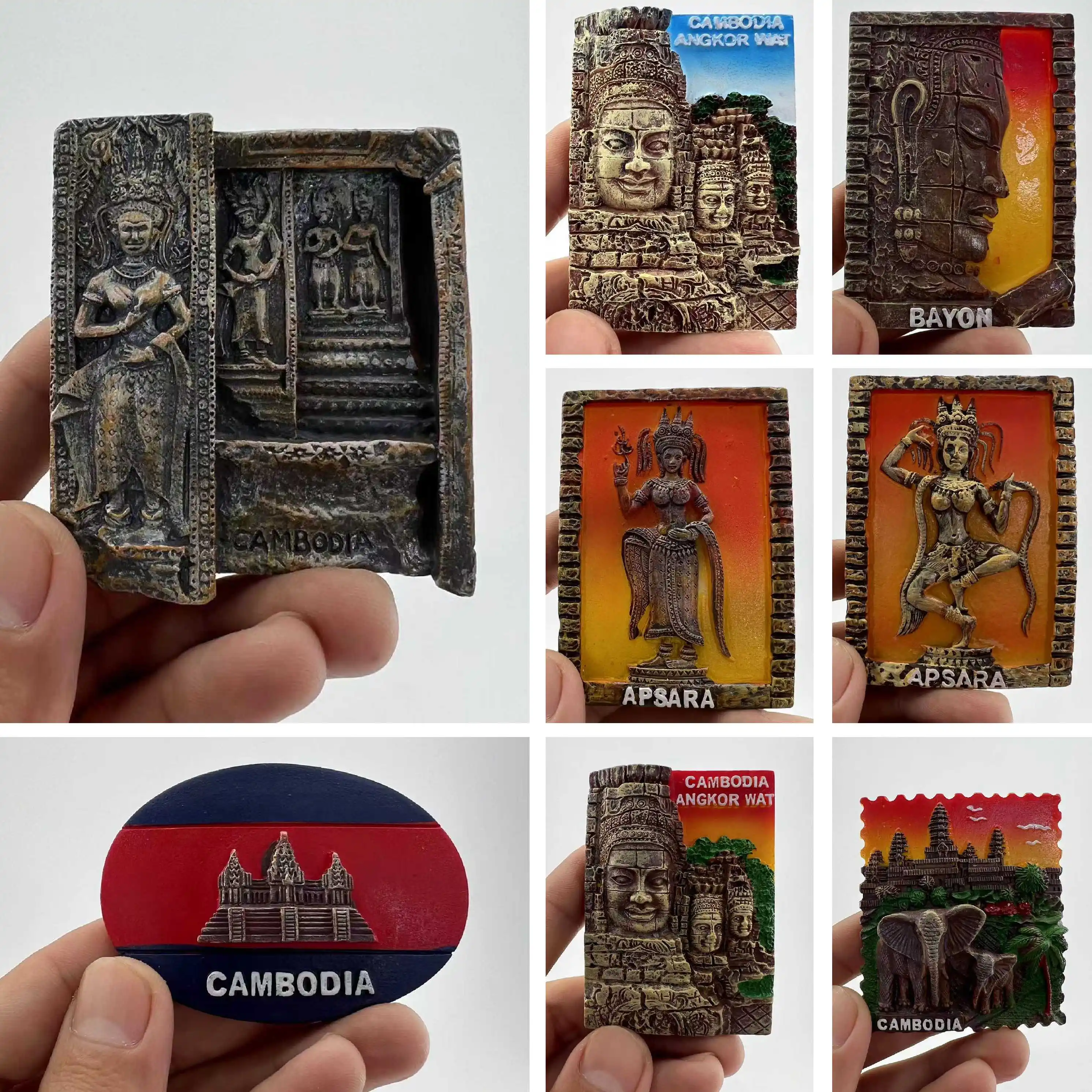 

Cambodian Refrigerator Stickers Travel Souvenirs Three-dimensional Decorative Artifact Resin Hand-painted Magnet Birthday Gift