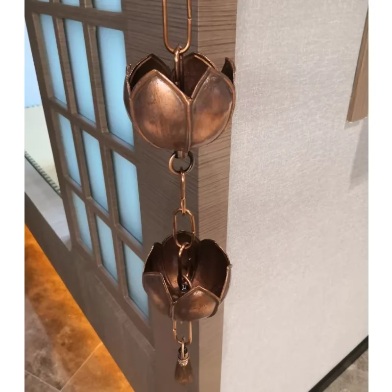 Immagine 7: Catena antipioggia Lotus in rame da 2,6 m