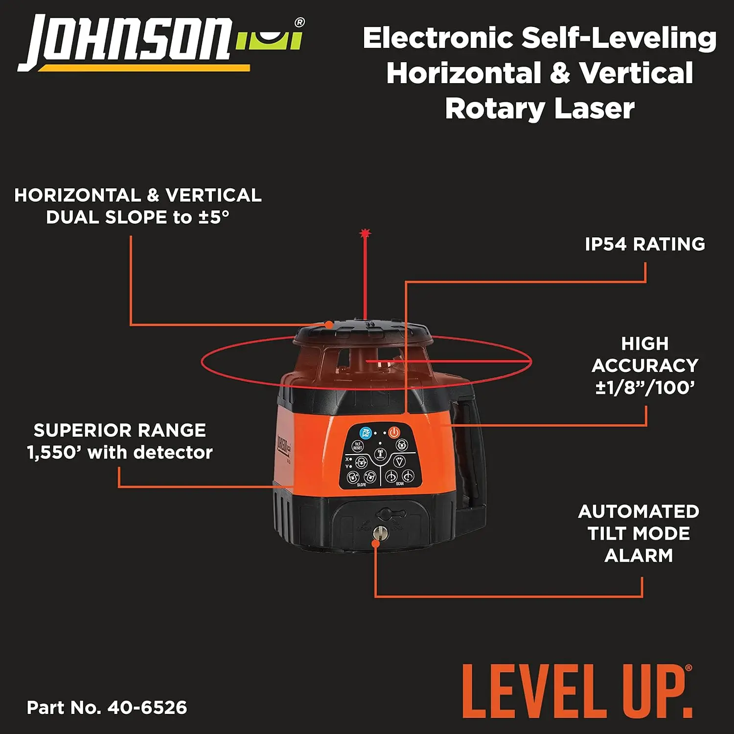 Electronic Self-Leveling Dual Slope Horizontal/Vertical Rotary Laser System, Red, 1 Kit