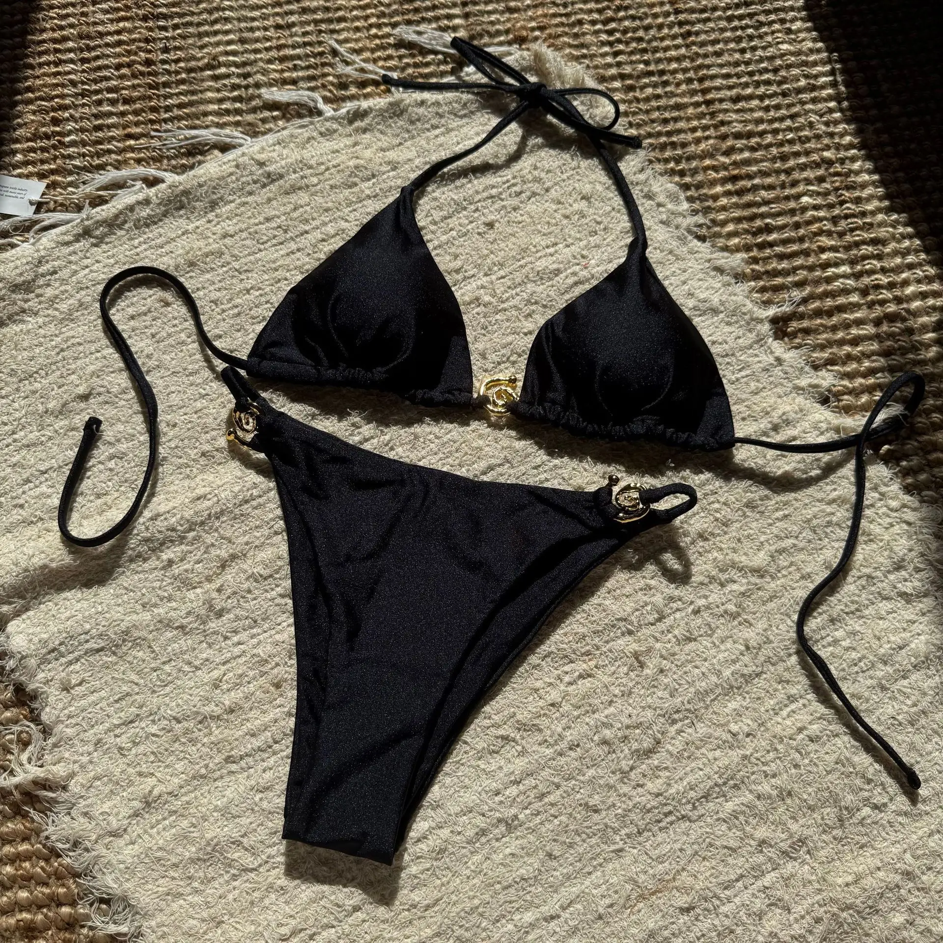 2025 New Sexy Triangle Bathing Suit for Women Brazilian Bikinis Halter Swimwear Push Up Swimsuit