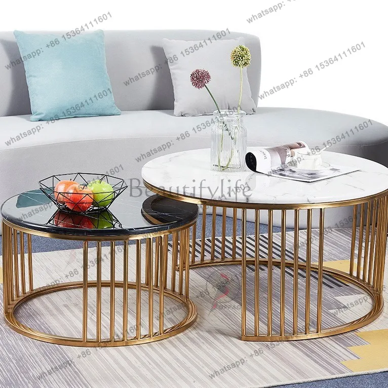 

Light luxury Italian simple modern living room home marble round combination coffee table