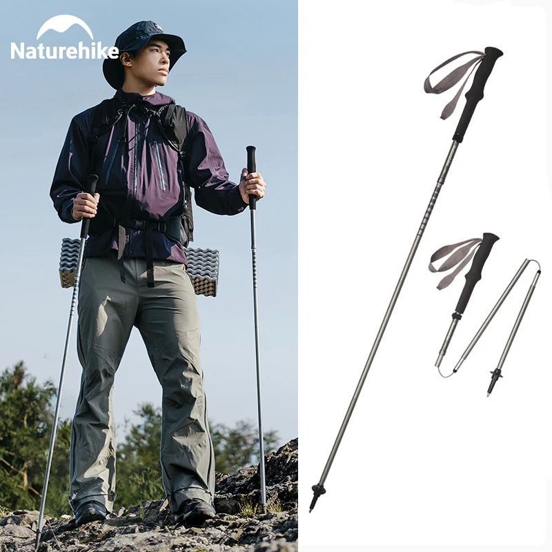 

Naturehike 2024 New Walking Sticks Ultralight Aluminum 4-Section Folding Hiking Pole Outdoor Foldable Nordic Trekking Poles