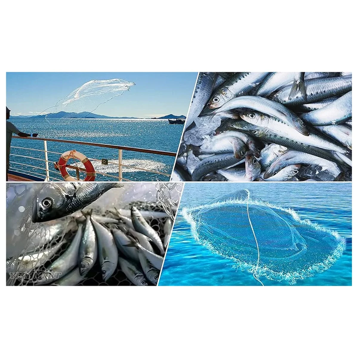 SMIEA Saltwater Fishing Cast Net for Bait Trap Fish 4/5/6 Ft Radius Casting Nets with Heavy Duty Zinc Sinker Weight A