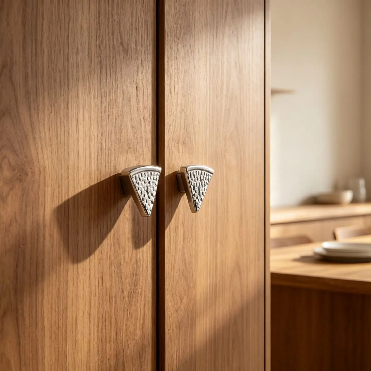 Triangular Pizza Small Handle Wardrobe Drawer Cabinet Door Creative Light Luxury Personality Hammer Pattern Single Hole Handle