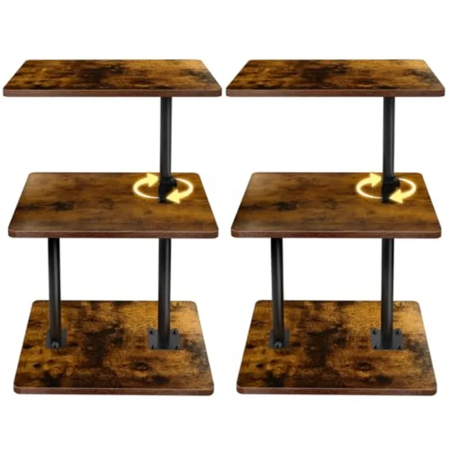 

Swivel Side Table for Couch 2 Pack Small End Table Adjustable Height Night Stand 360° Swivel Nightstand with Storage Shelf for
