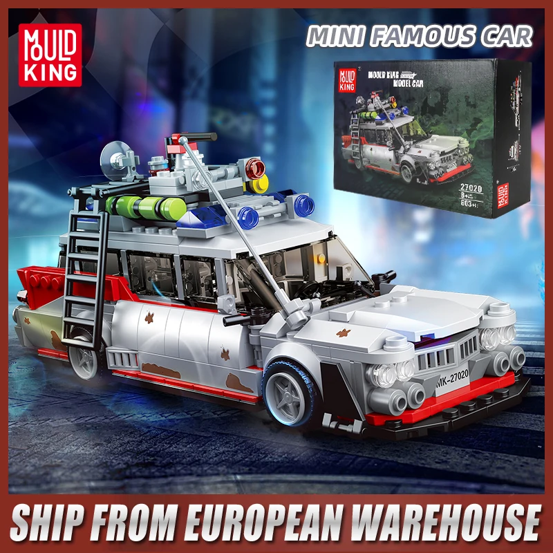 MOULD KING 27020 Technical Car Toys The Mini Ghost Bustered ECTO-1 Car Model Assembly Building Block Brick Kids Christmas Gifts